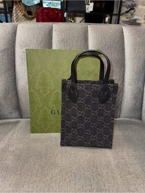 Gucci Black GG Canvas Mini Top-Handle Bag